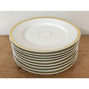 Set 9 Wm Guerin Limoges France Gold Wedding Ring Porcelain Dessert Plates 7.25“